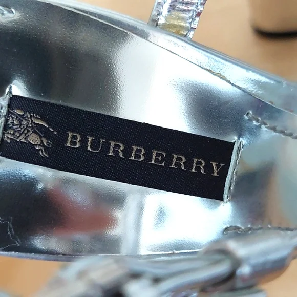 Burberry Silver Leather High Heel Sandals - Picture 12 of 16